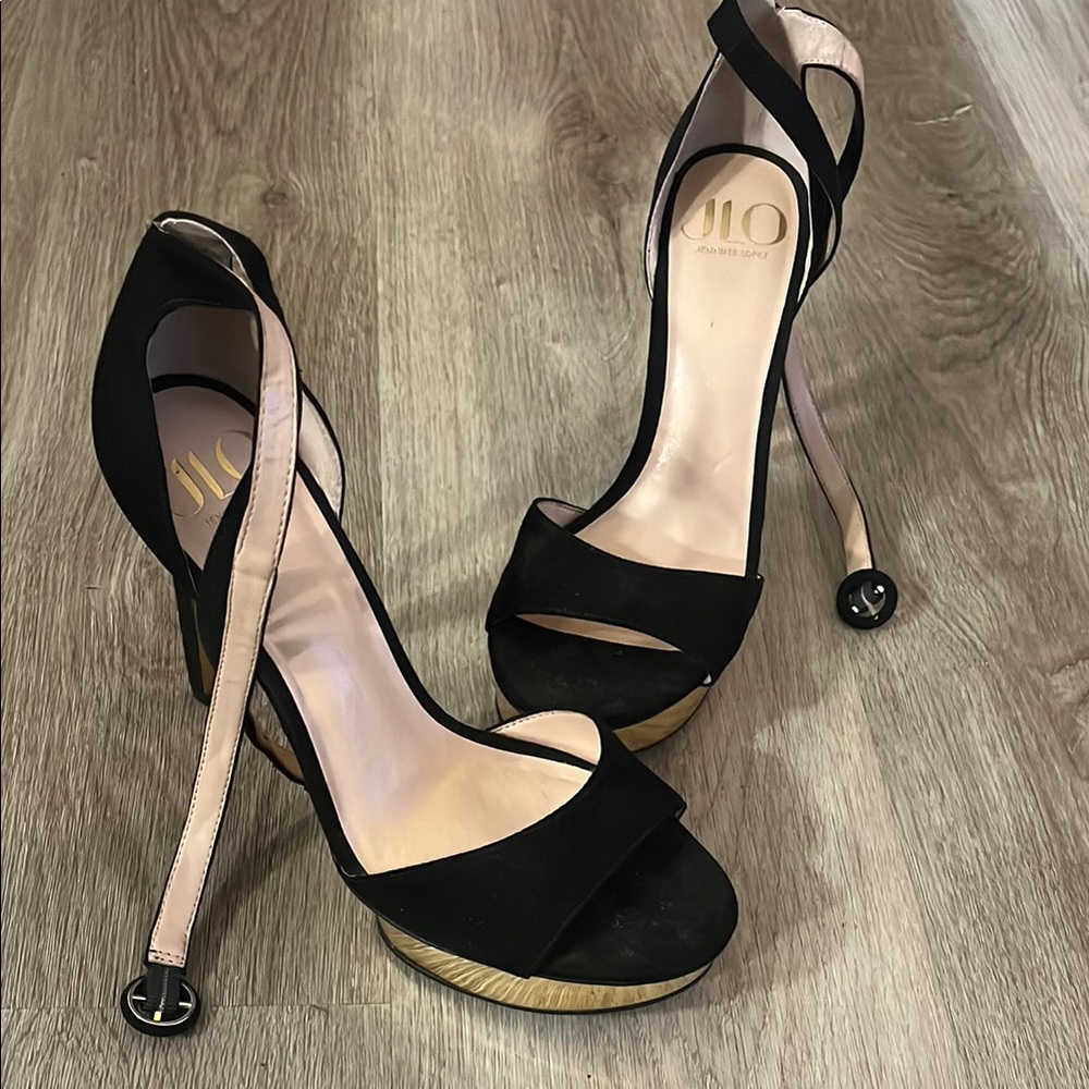 JLO Gold and Black Heels